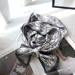 Grey and white silk scarf